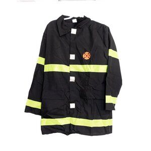 Black Firefighter Costume Size S Jacket With Neon Yellow Reflective Stripes